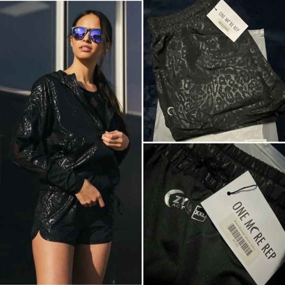 Black Bomber Leopard Print Shorts - Picture 2 of 2